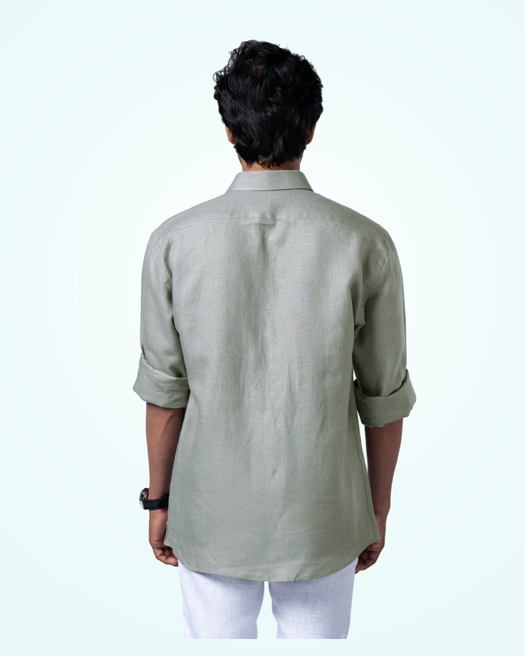 PURE LINEN SAGE GREEN FULL SLEEVE SHIRT