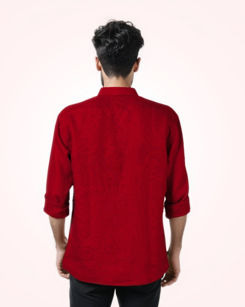 PURE LINEN CRIMSON RED FULL SLEEVE SHIRT