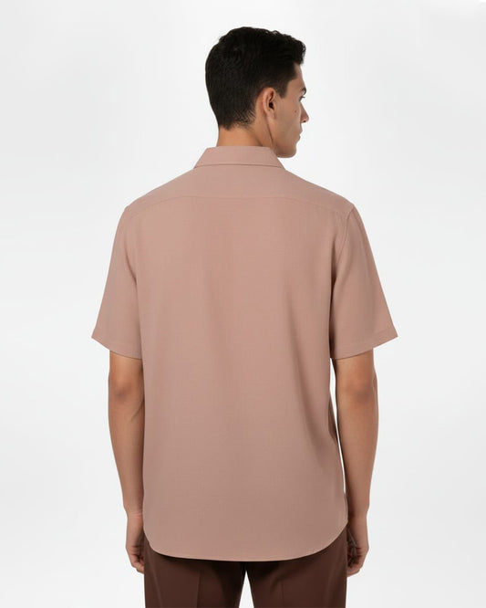 DARK CLAYSTONE LINEN HALF SLEEVE SHIRT