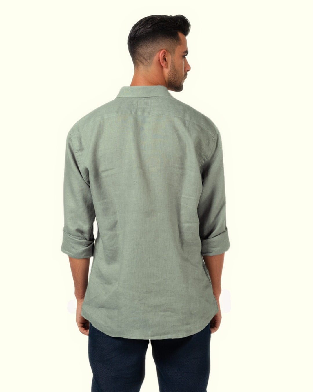 SAGE GREEN PURE LINEN FULL SLEEVE SHIRT