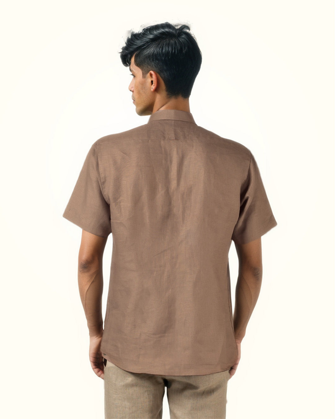 PURE LINEN COPPER HALF SLEEVE SHIRT