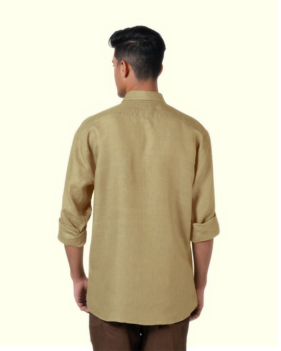 PURE LINEN LIGHT OLIVE FULL SLEEVE SHIRT
