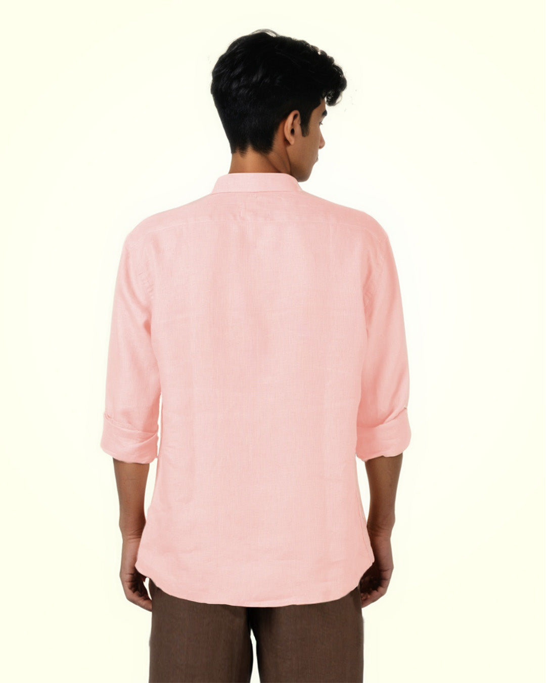 PURE LINEN BLUSH PINK HALF SLEEVE SHIRT