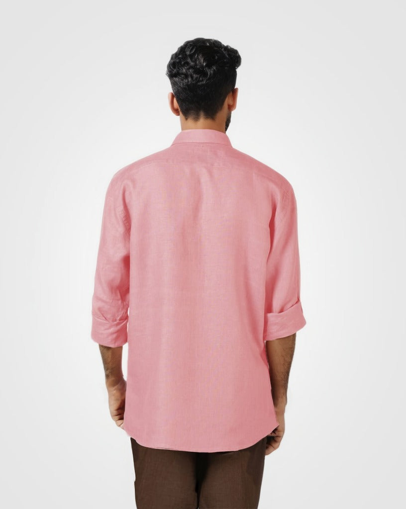 PURE LINEN PINK FULL SLEEVE SHIRT