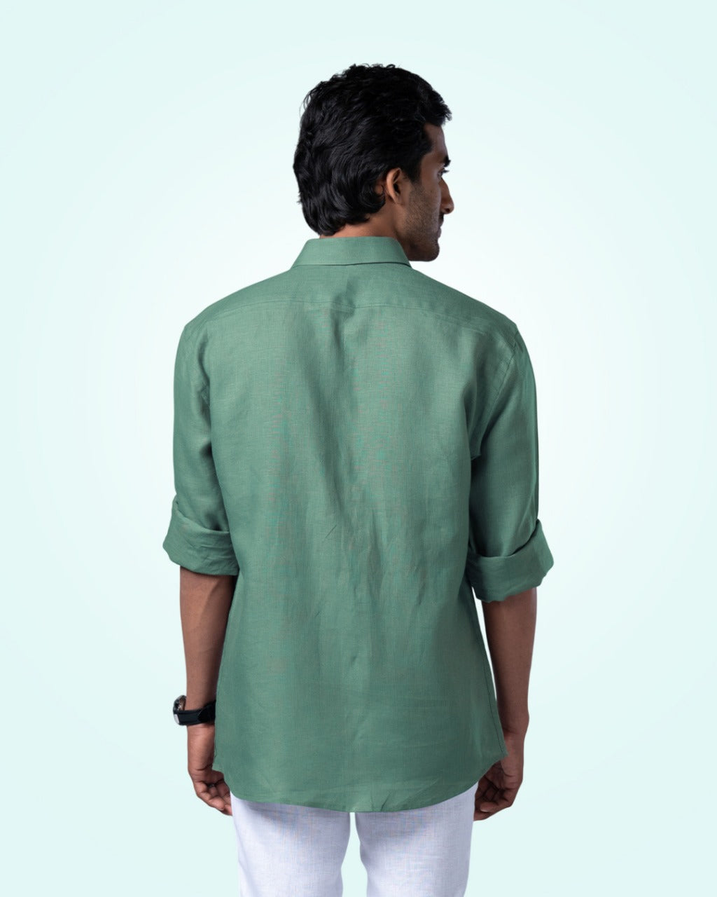 PURE LINEN WARM SAGE GREEN FULL SLEEVE SHIRT