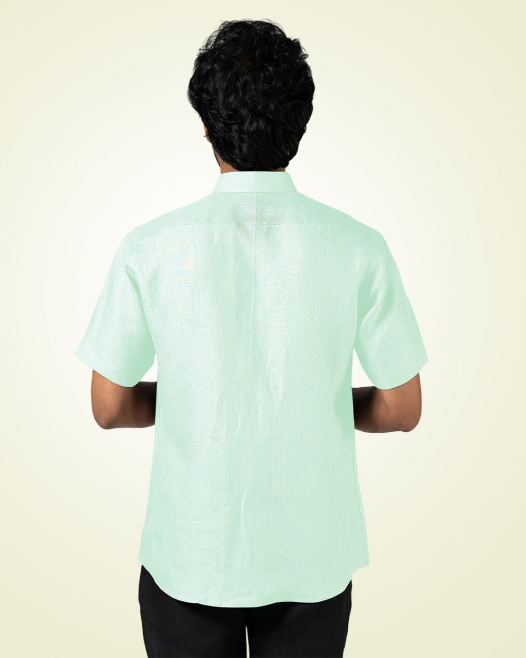 PURE LINEN MINT GREEN HALF SLEEVE SHIRT