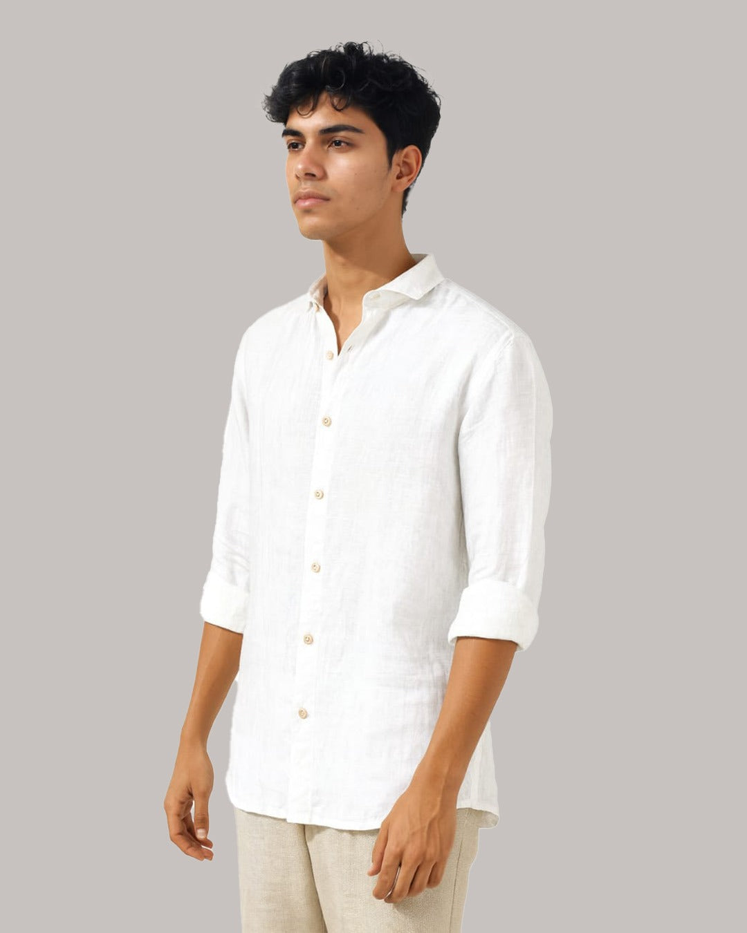 PURE LINEN WHITE FULL SLEEVE SHIRT