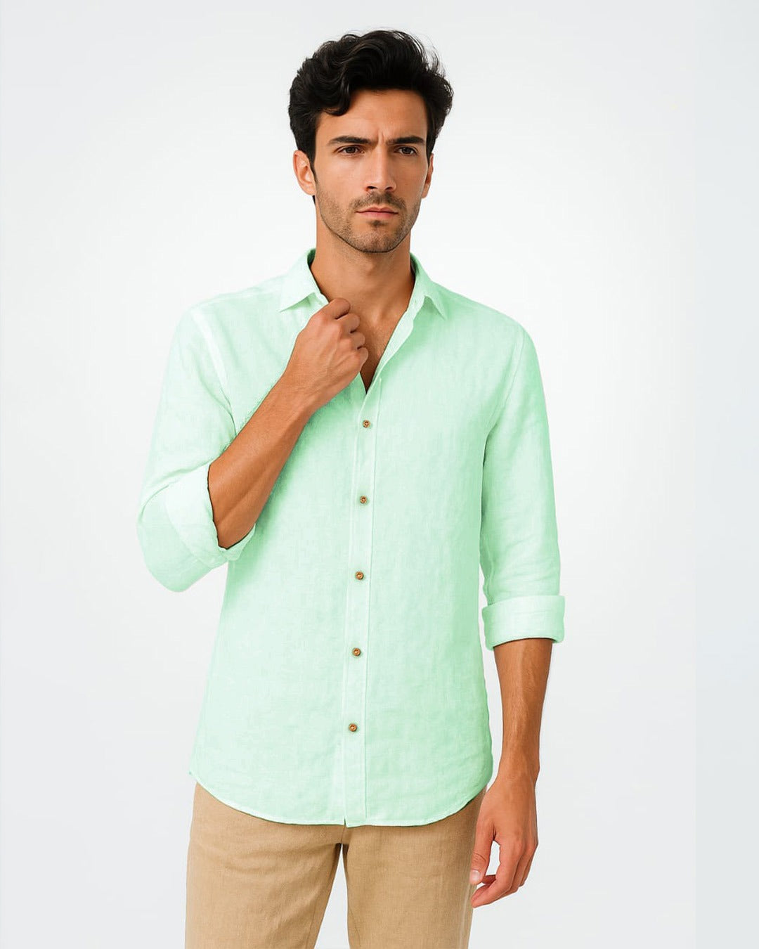 MINT GREEN PURE LINEN FULL SLEEVE SHIRT