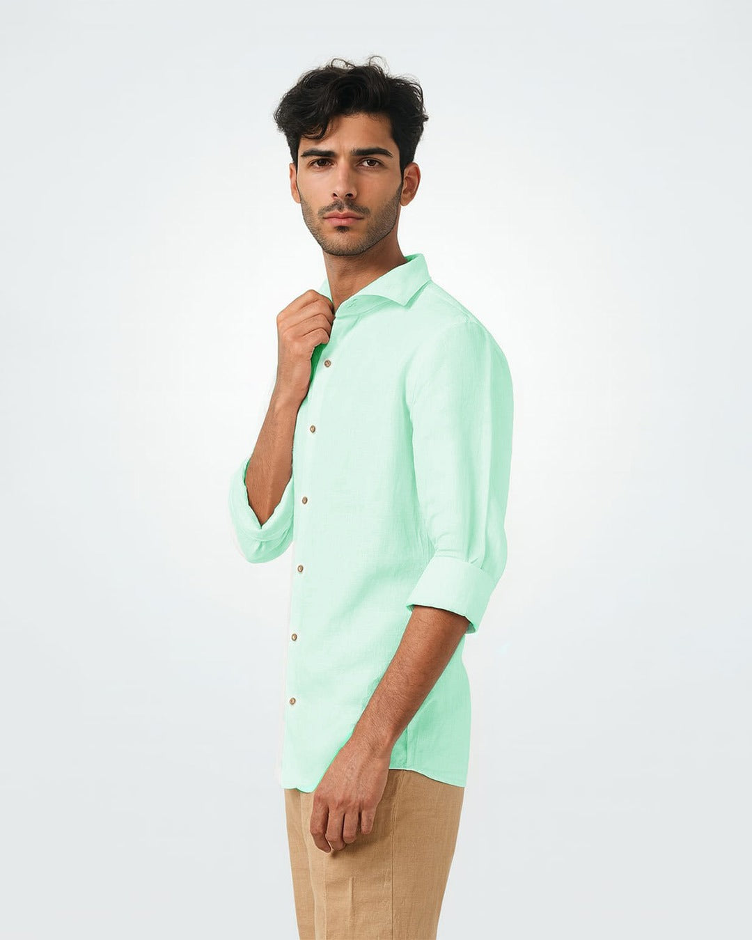 MINT GREEN PURE LINEN FULL SLEEVE SHIRT