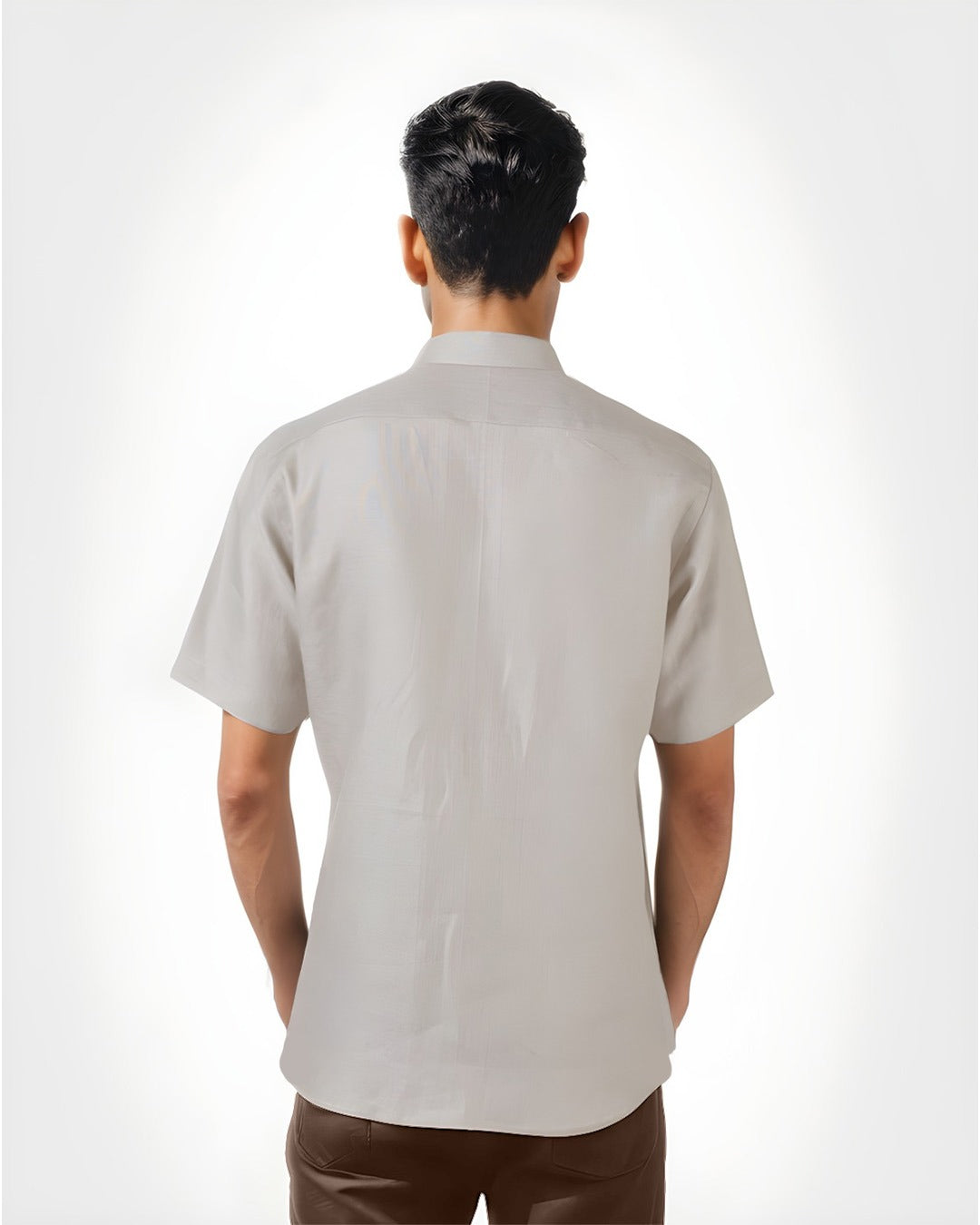 PURE LINEN CREME HALF SLEEVE SHIRT