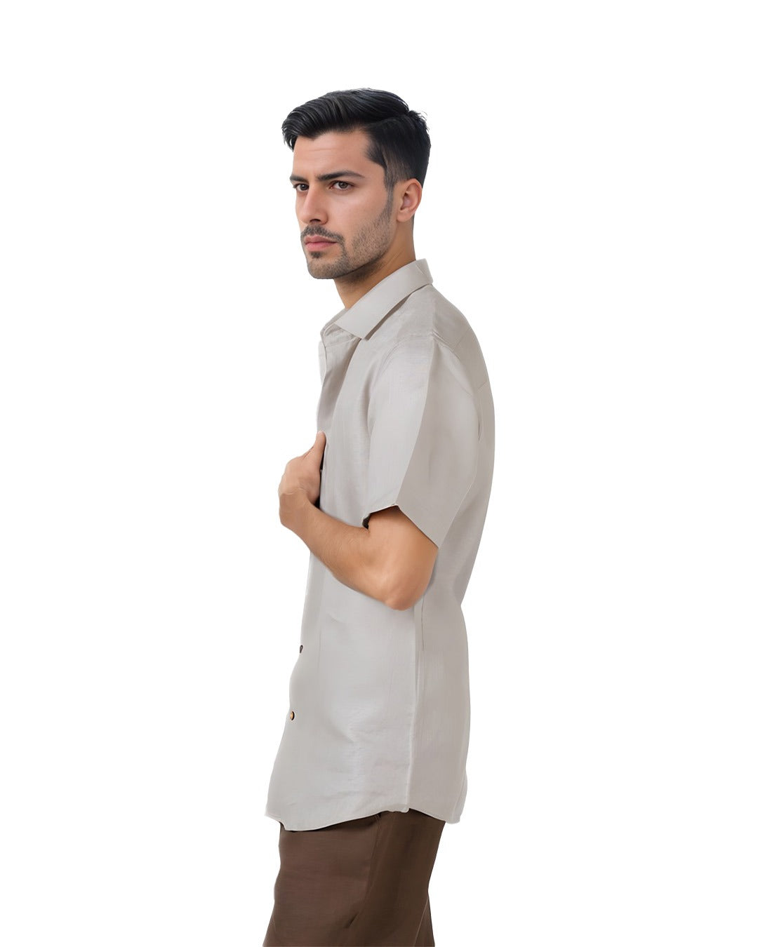 PURE LINEN CREME HALF SLEEVE SHIRT
