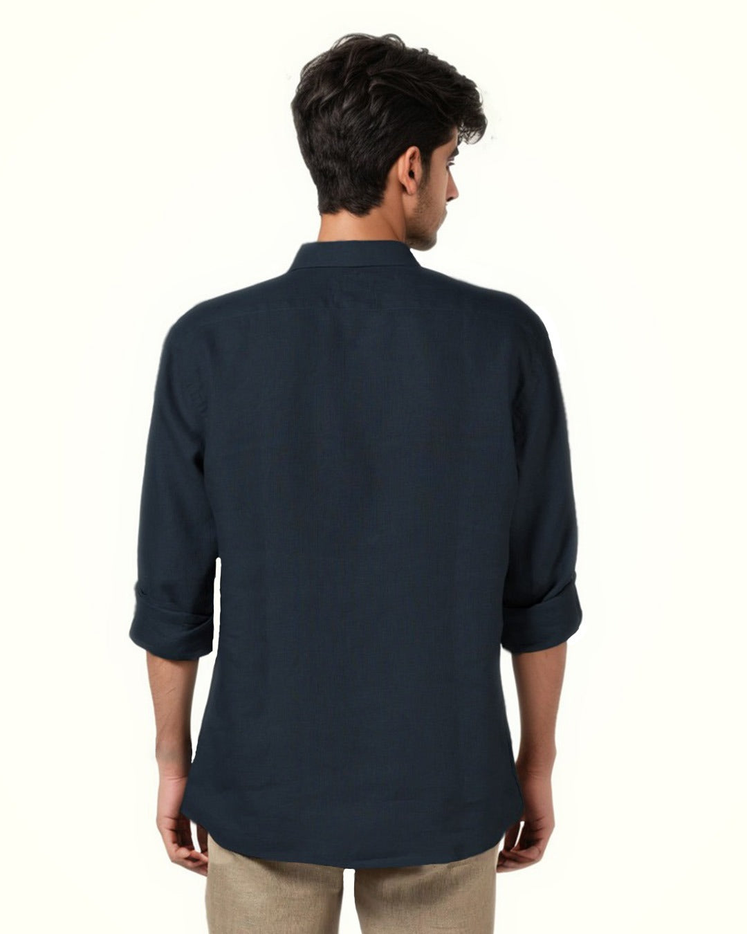 DARK BLUE PURE LINEN FULL SLEEVE SHIRT