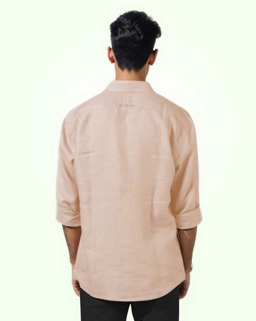 PURE LINEN SALMON PINK FULL SLEEVE SHIRT
