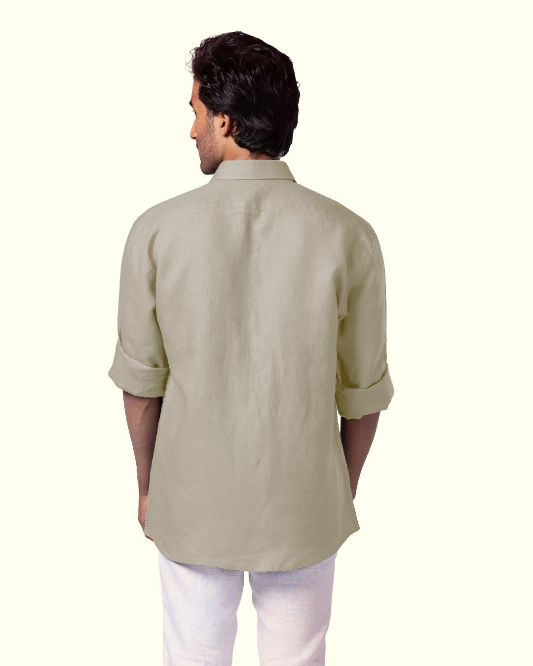 PURE LINEN CREAM FULL SLEEVE SHIRT