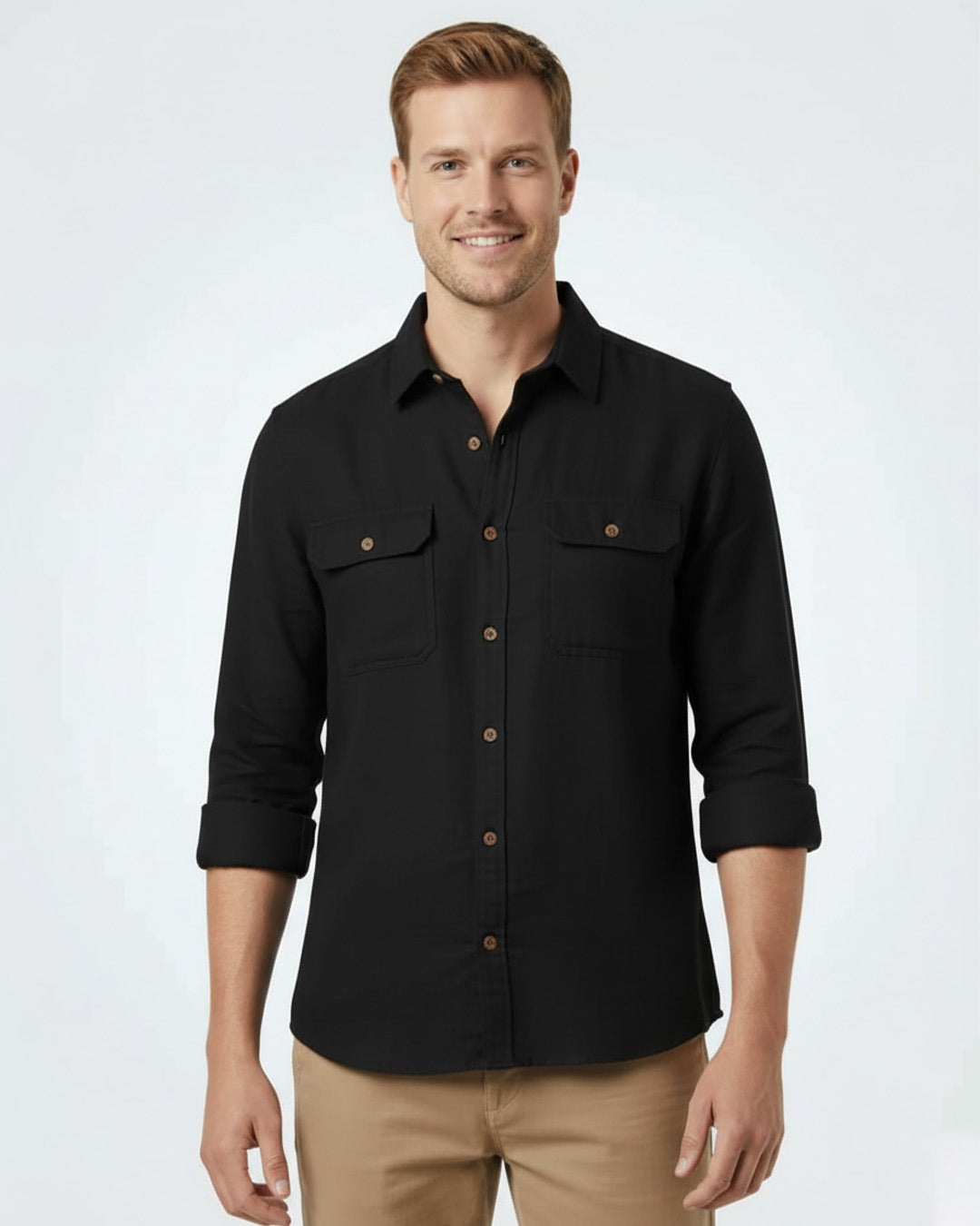 EXPEDITION PURE LINEN BLACK FULL SLEEVE SHIRT