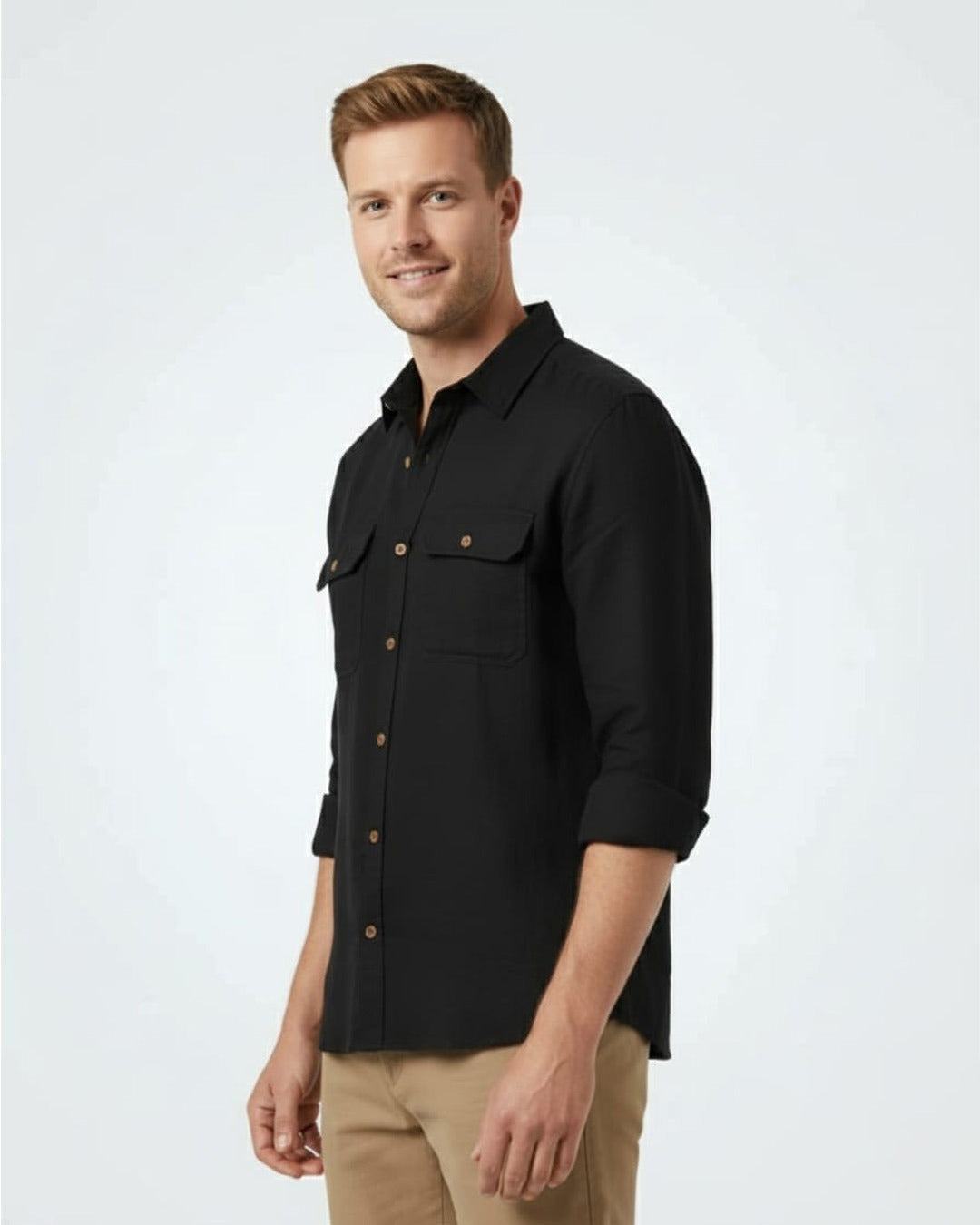 EXPEDITION PURE LINEN BLACK FULL SLEEVE SHIRT