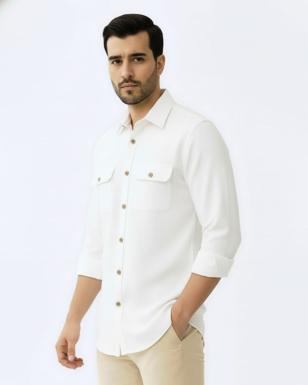 EXPEDITION PURE LINEN WHITE FULL SLEEVE SHIRT