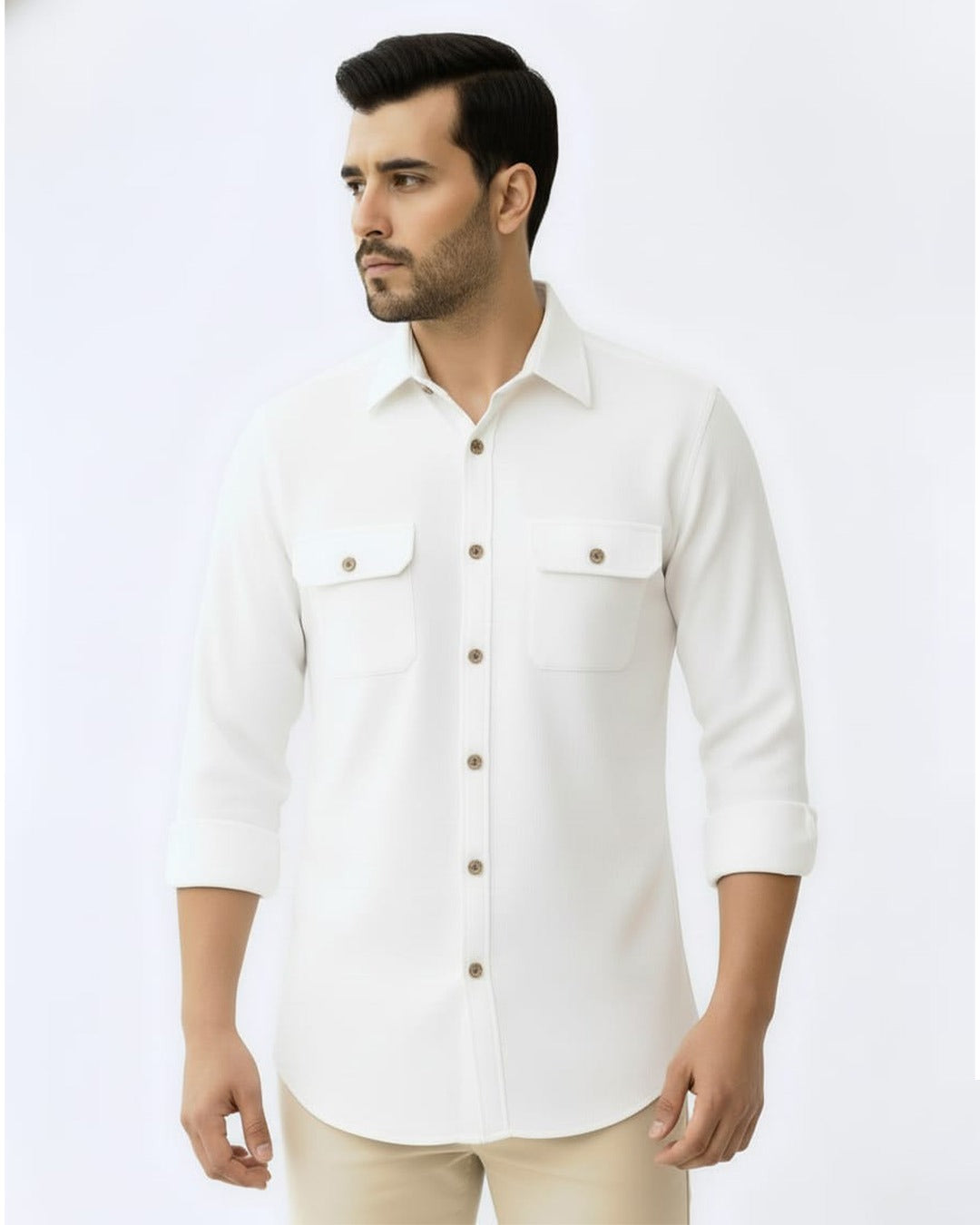 EXPEDITION PURE LINEN WHITE FULL SLEEVE SHIRT