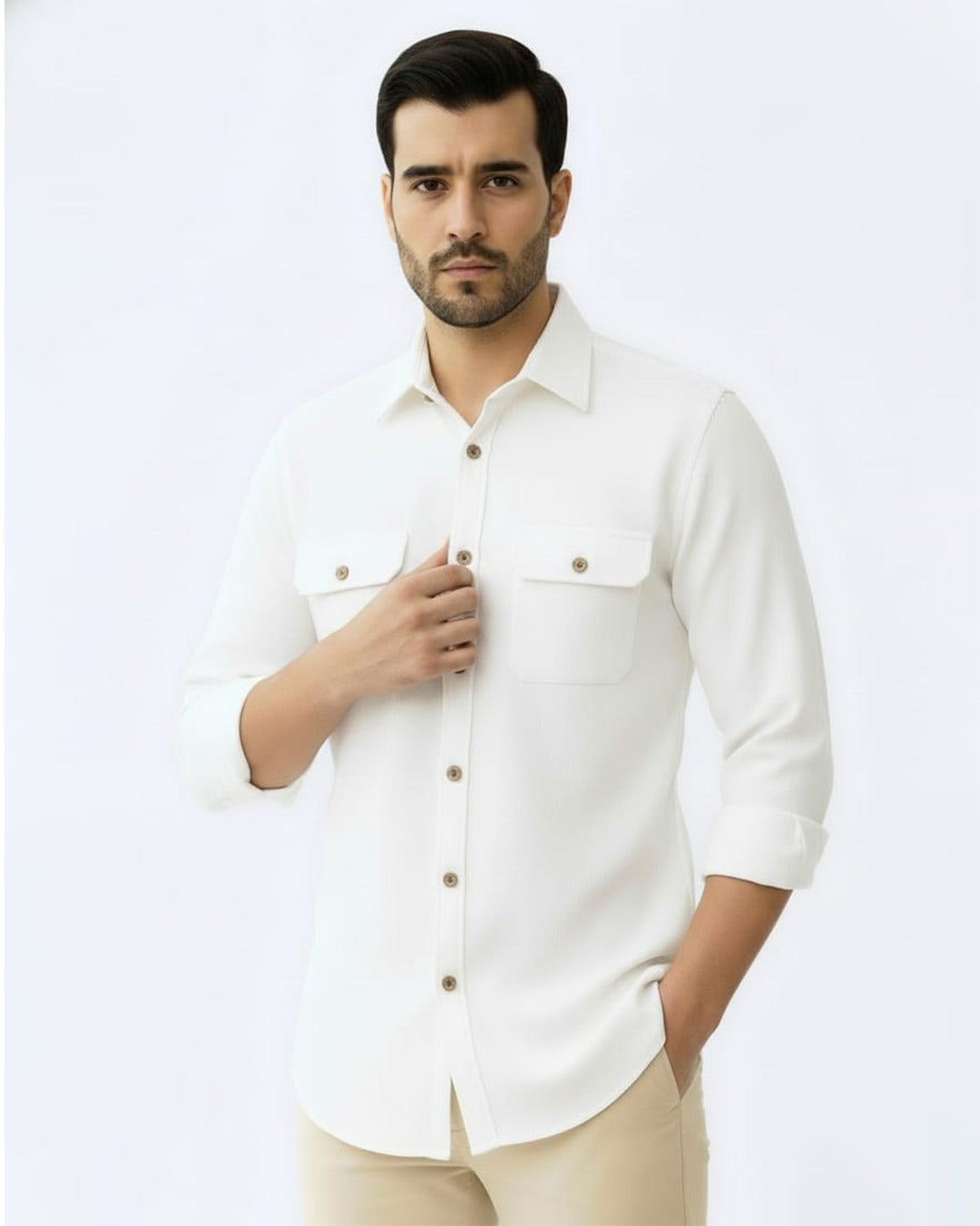 EXPEDITION PURE LINEN WHITE FULL SLEEVE SHIRT