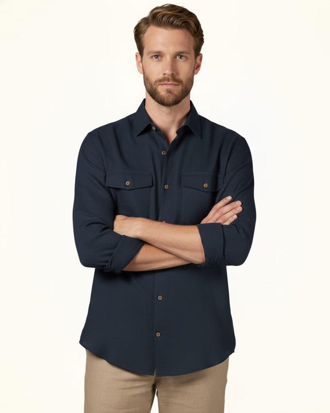 EXPEDITION PURE LINEN OXFORD BLUE FULL SLEEVE SHIRT