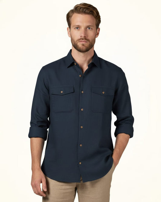 EXPEDITION PURE LINEN OXFORD BLUE FULL SLEEVE SHIRT