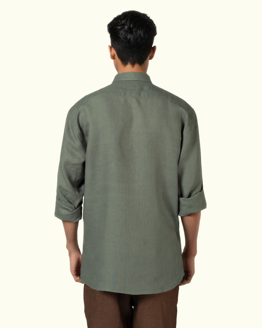 DARK GREY PURE LINEN FULL SLEEVE SHIRT