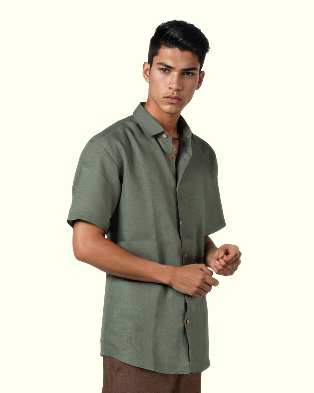 PURE LINEN DARK GREY FULL SLEEVE SHIRT