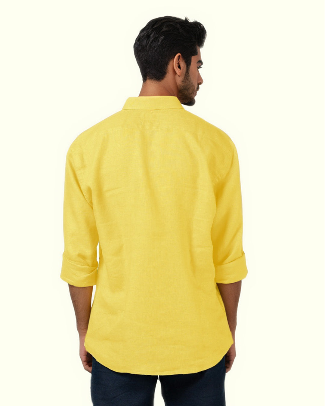 CADMIUM PURE LINEN YELLOW FULL SLEEVE SHIRT