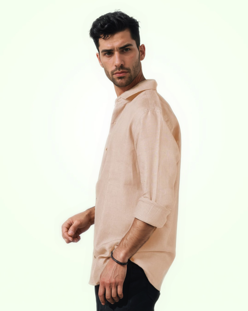 PURE LINEN SALMON PINK FULL SLEEVE SHIRT