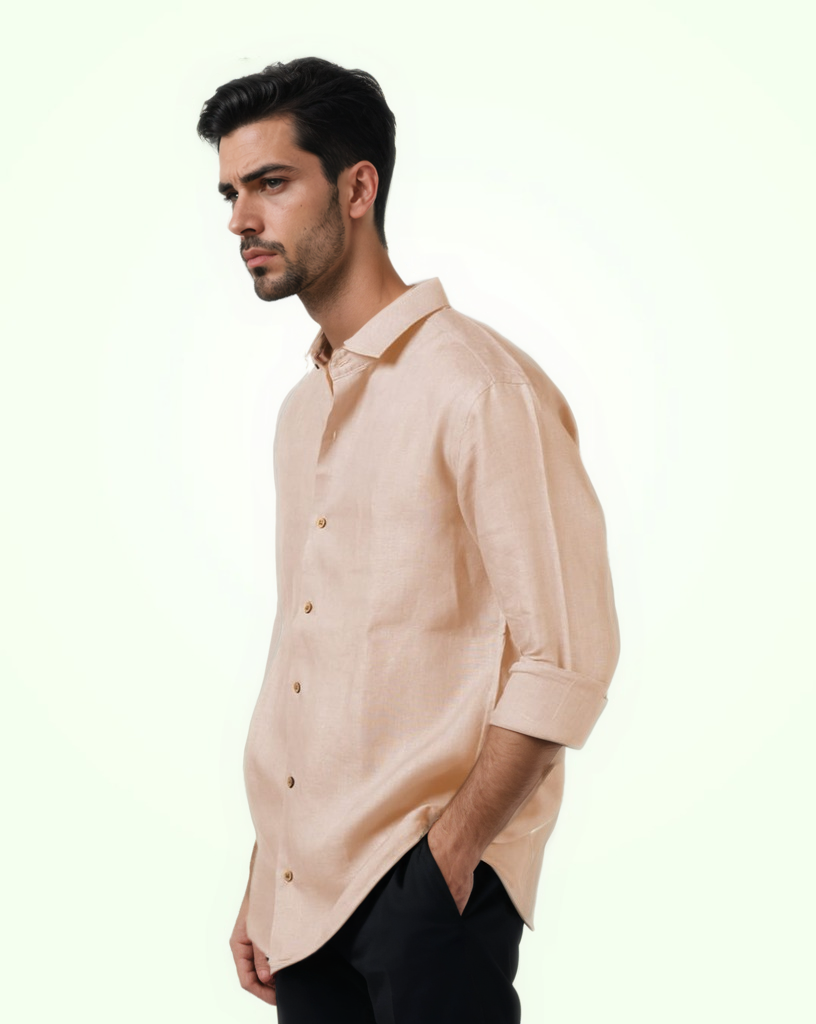 PURE LINEN SALMON PINK FULL SLEEVE SHIRT