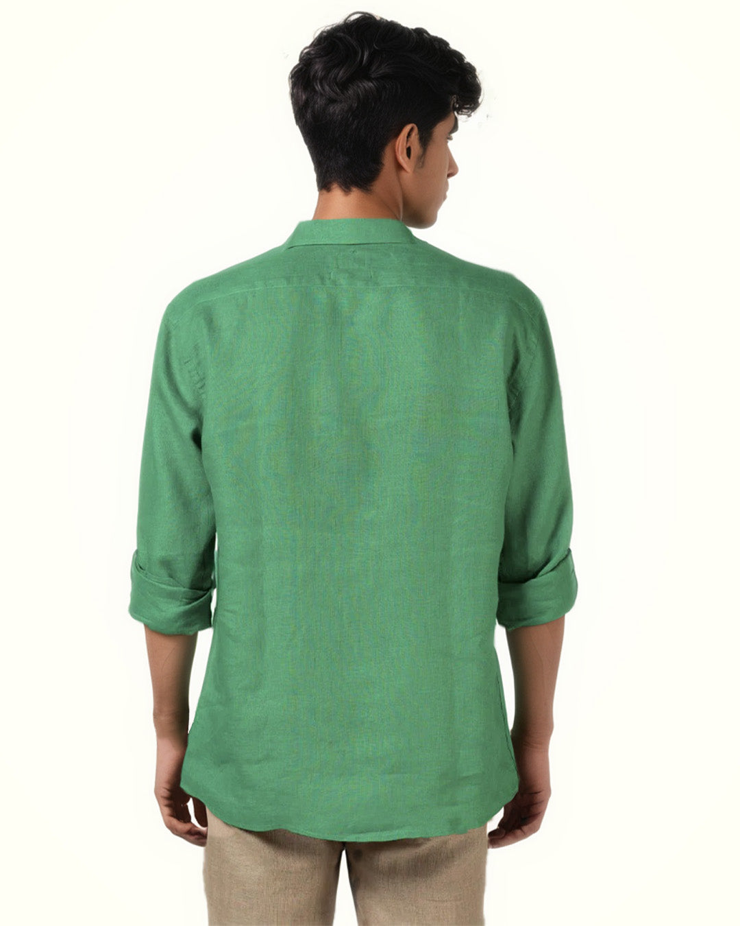 AQUA GREEN PURE LINEN FULL SLEEVE SHIRT