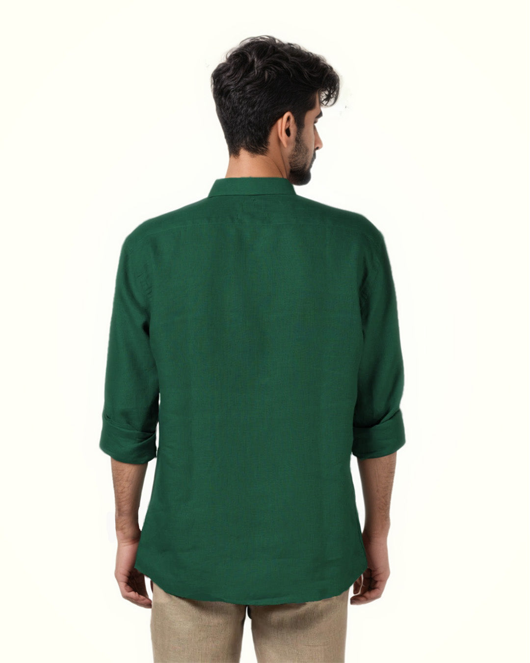 CASTLETON GREEN PURE LINEN FULL SLEEVE SHIRT