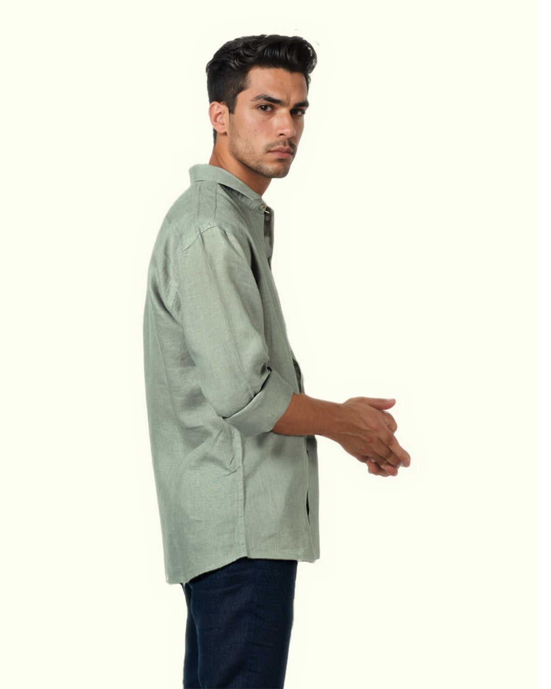 SAGE GREEN PURE LINEN FULL SLEEVE SHIRT