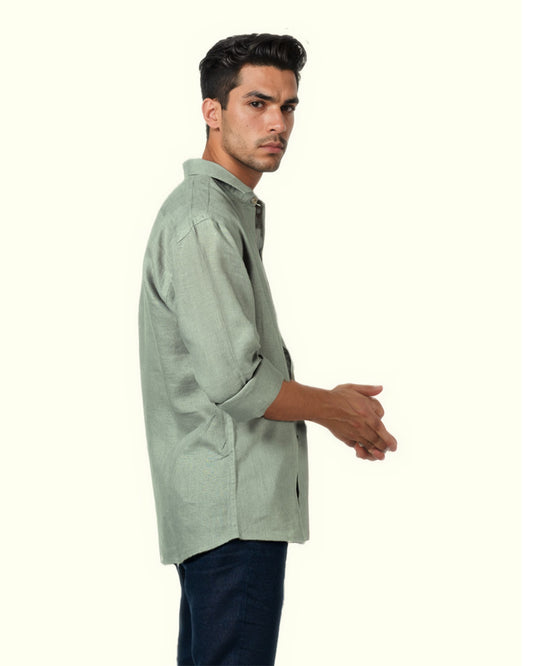SAGE GREEN PURE LINEN FULL SLEEVE SHIRT