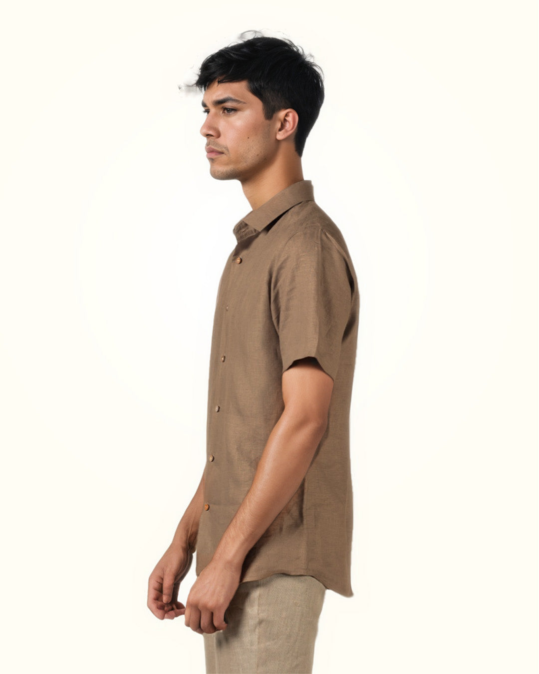 PURE LINEN COPPER HALF SLEEVE SHIRT