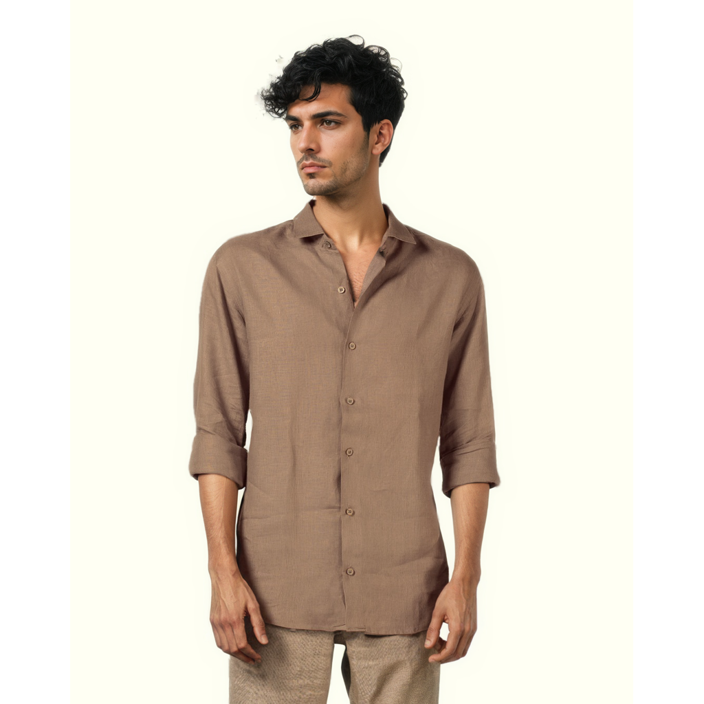 COPPER PURE LINEN FULL SLEEVE SHIRT
