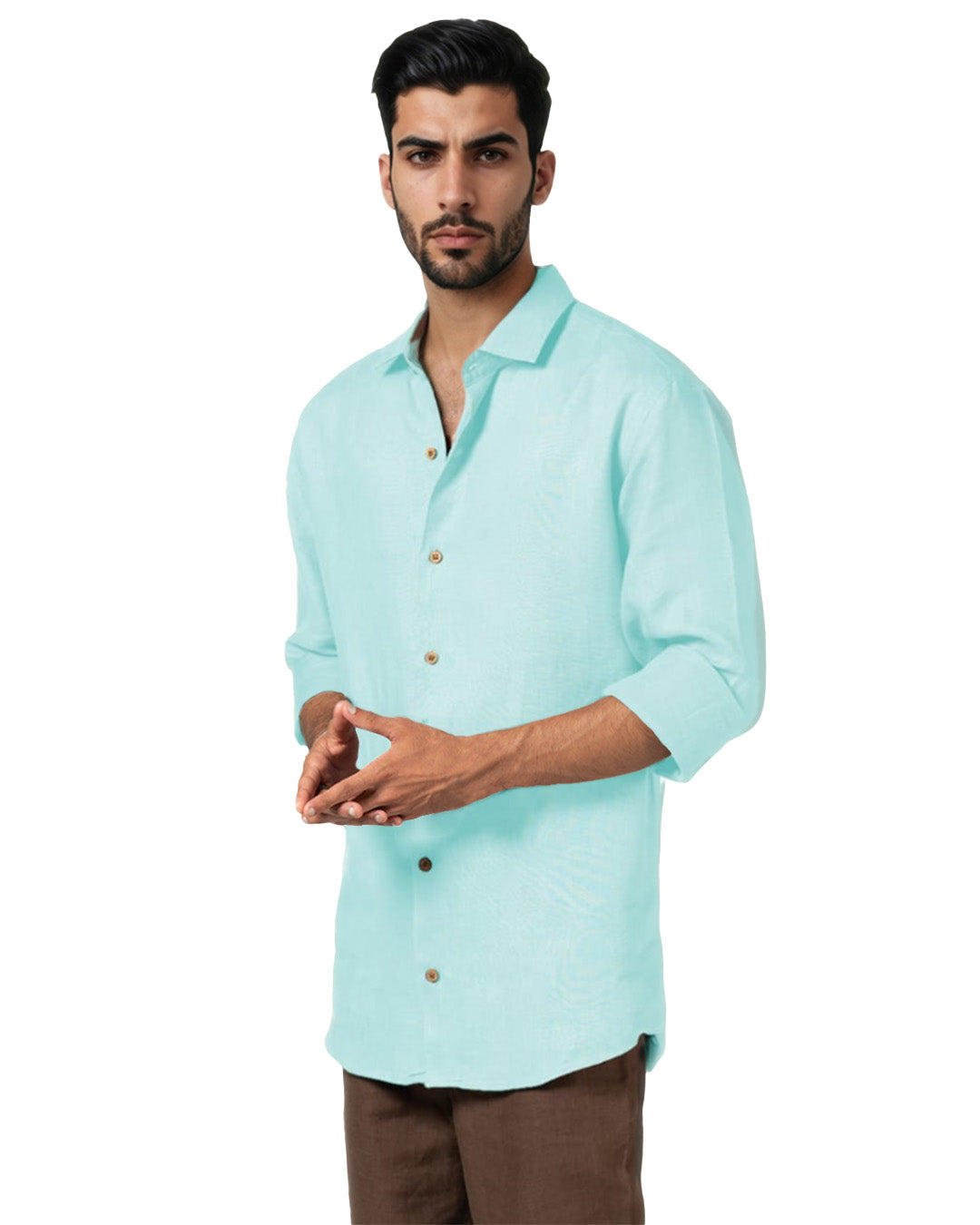 PURE LINEN SKY-BLUE FULL SLEEVE SHIRT