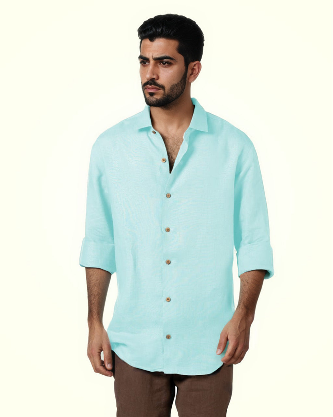 PURE LINEN SKY-BLUE FULL SLEEVE SHIRT