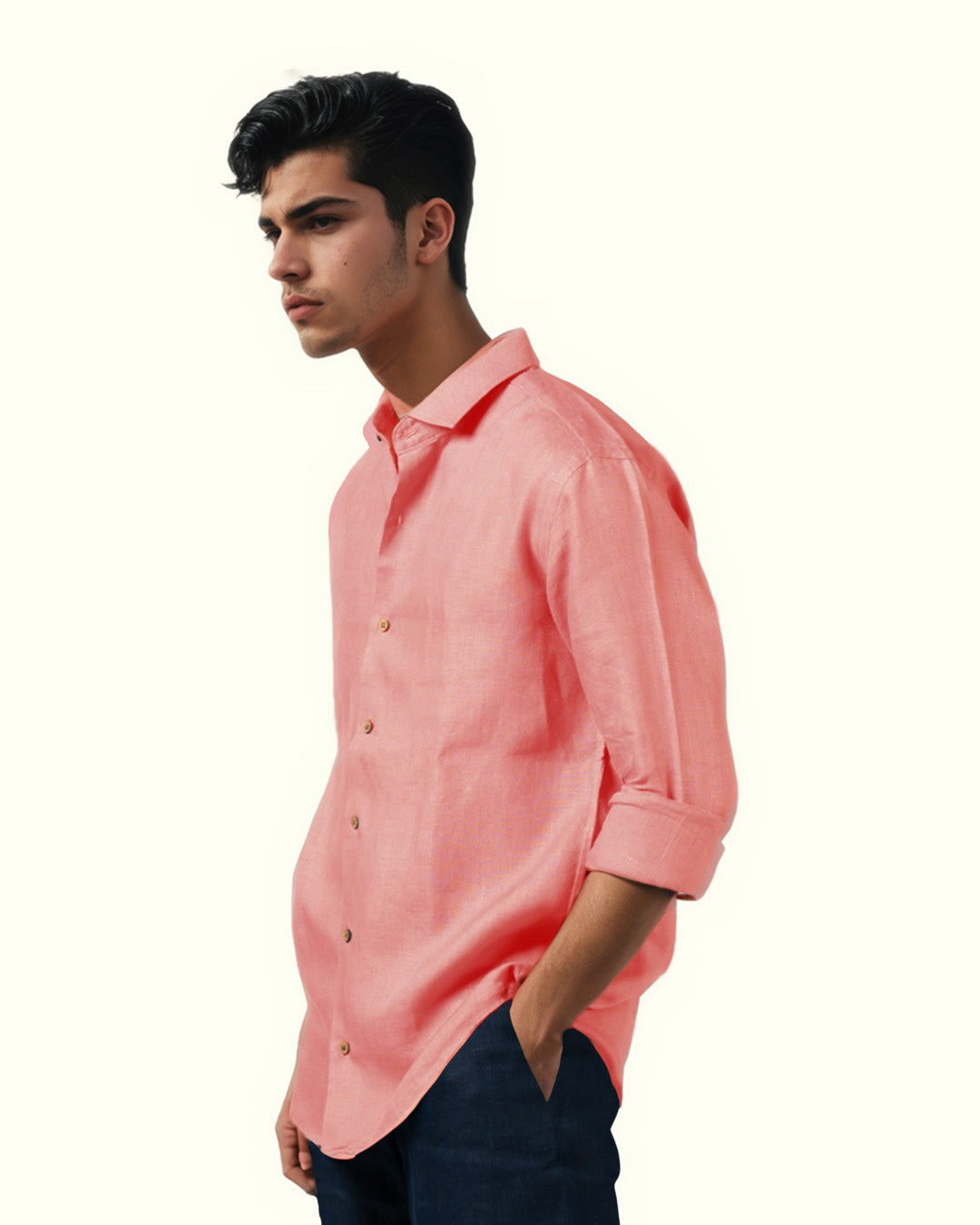 PURE LINEN LIGHT PINK FULL SLEEVE SHIRT