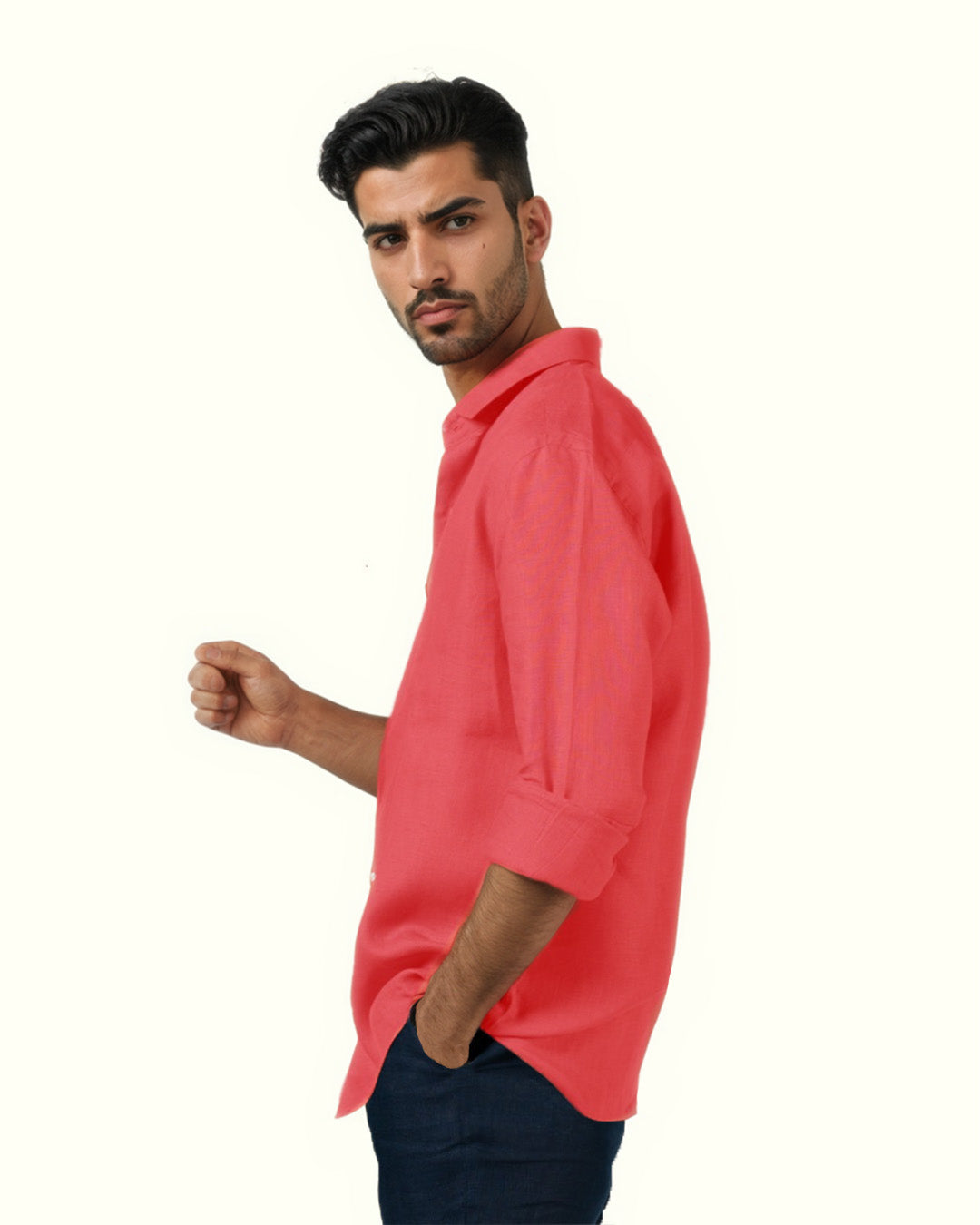 AMBER RUST PURE LINEN FULL SLEEVE SHIRT