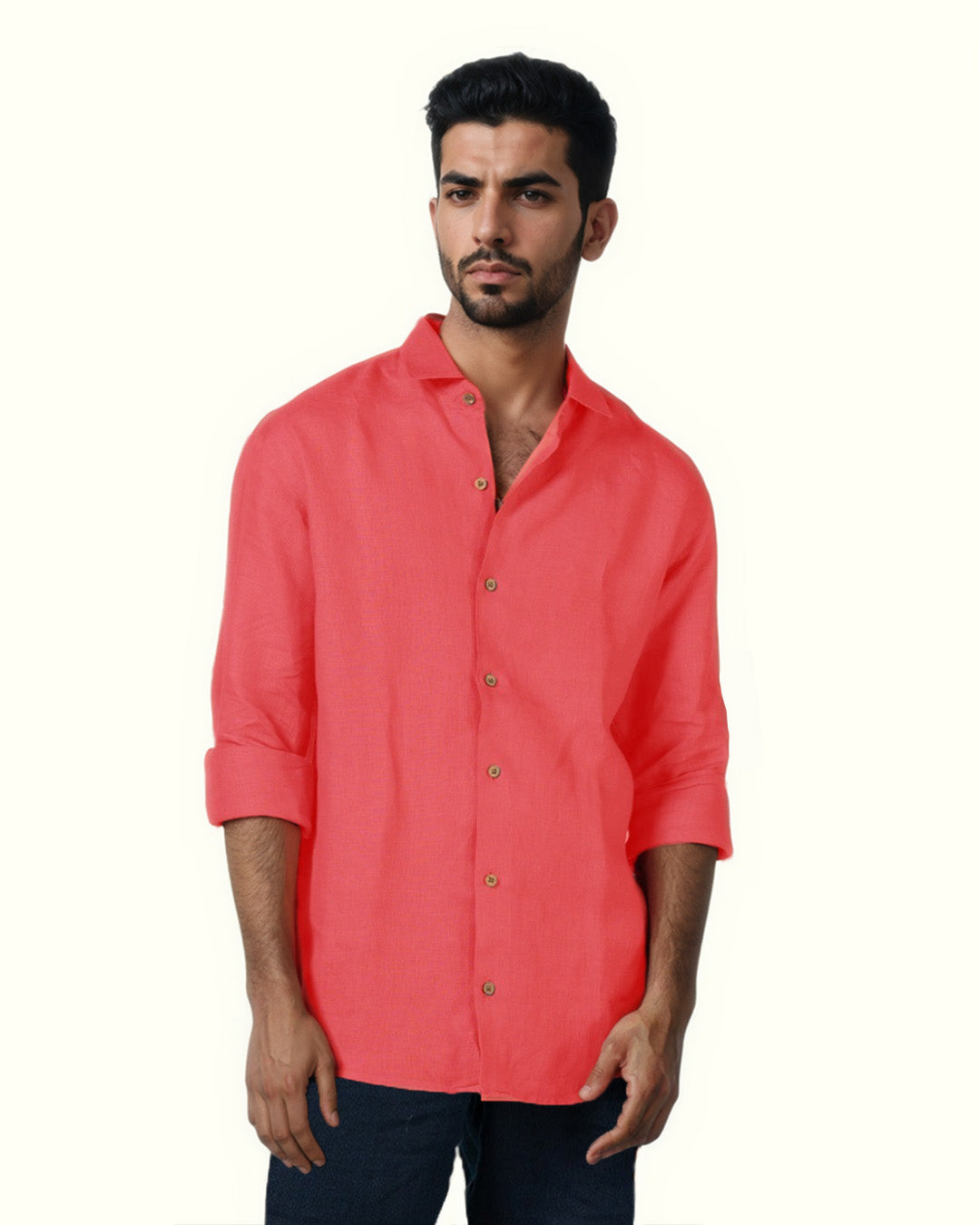 AMBER RUST PURE LINEN FULL SLEEVE SHIRT