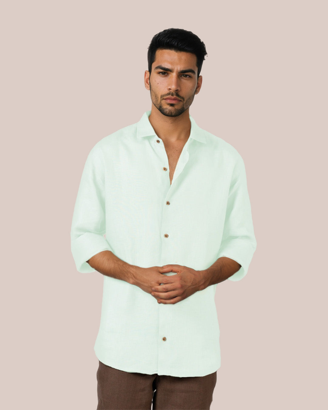 PURE LINEN MINT GREEN FULL SLEEVE SHIRT