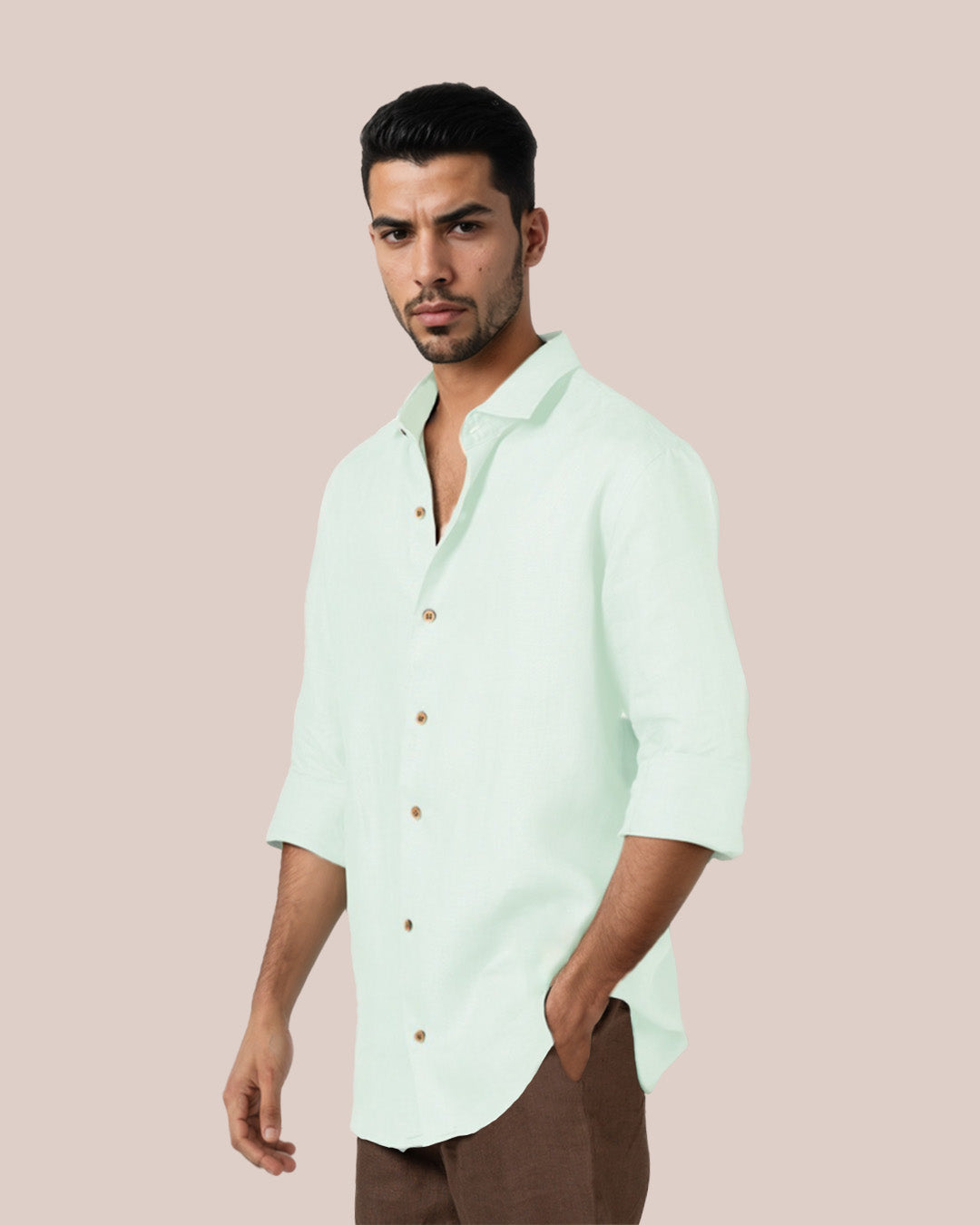 PURE LINEN MINT GREEN FULL SLEEVE SHIRT