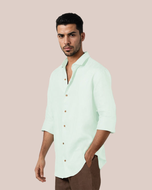 PURE LINEN MINT GREEN FULL SLEEVE SHIRT