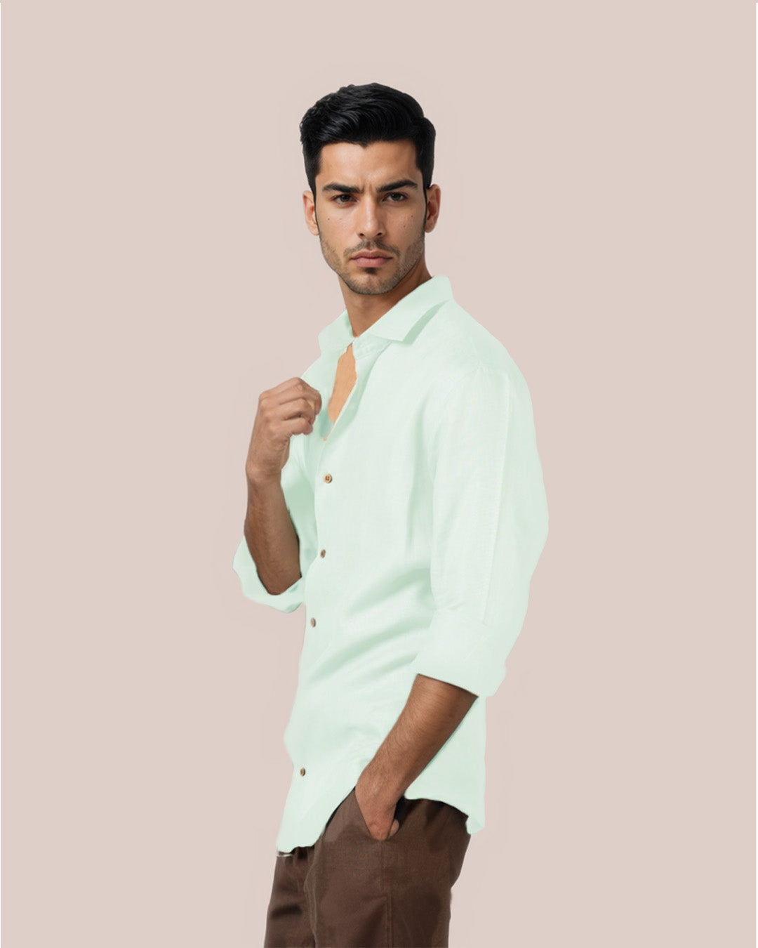 PURE LINEN MINT GREEN FULL SLEEVE SHIRT