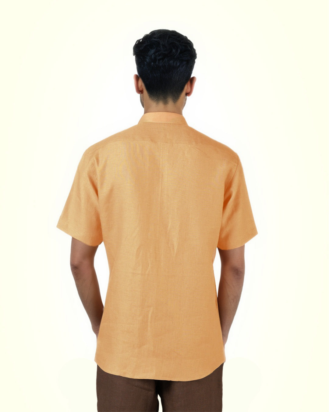 PURE LINEN APRICOT HALF SLEEVE SHIRT