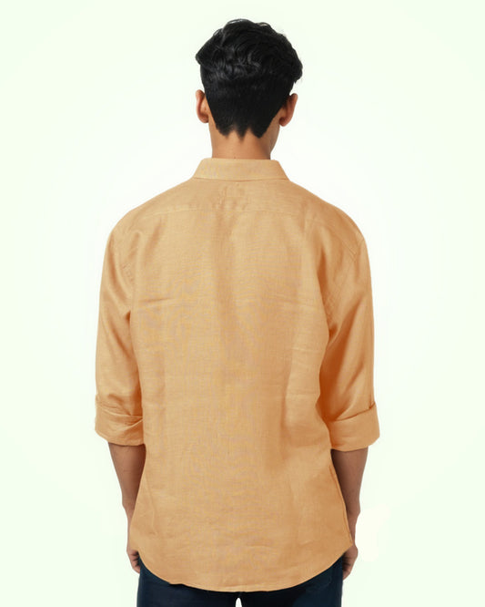 APRICOT PURE LINEN FULL SLEEVE SHIRT