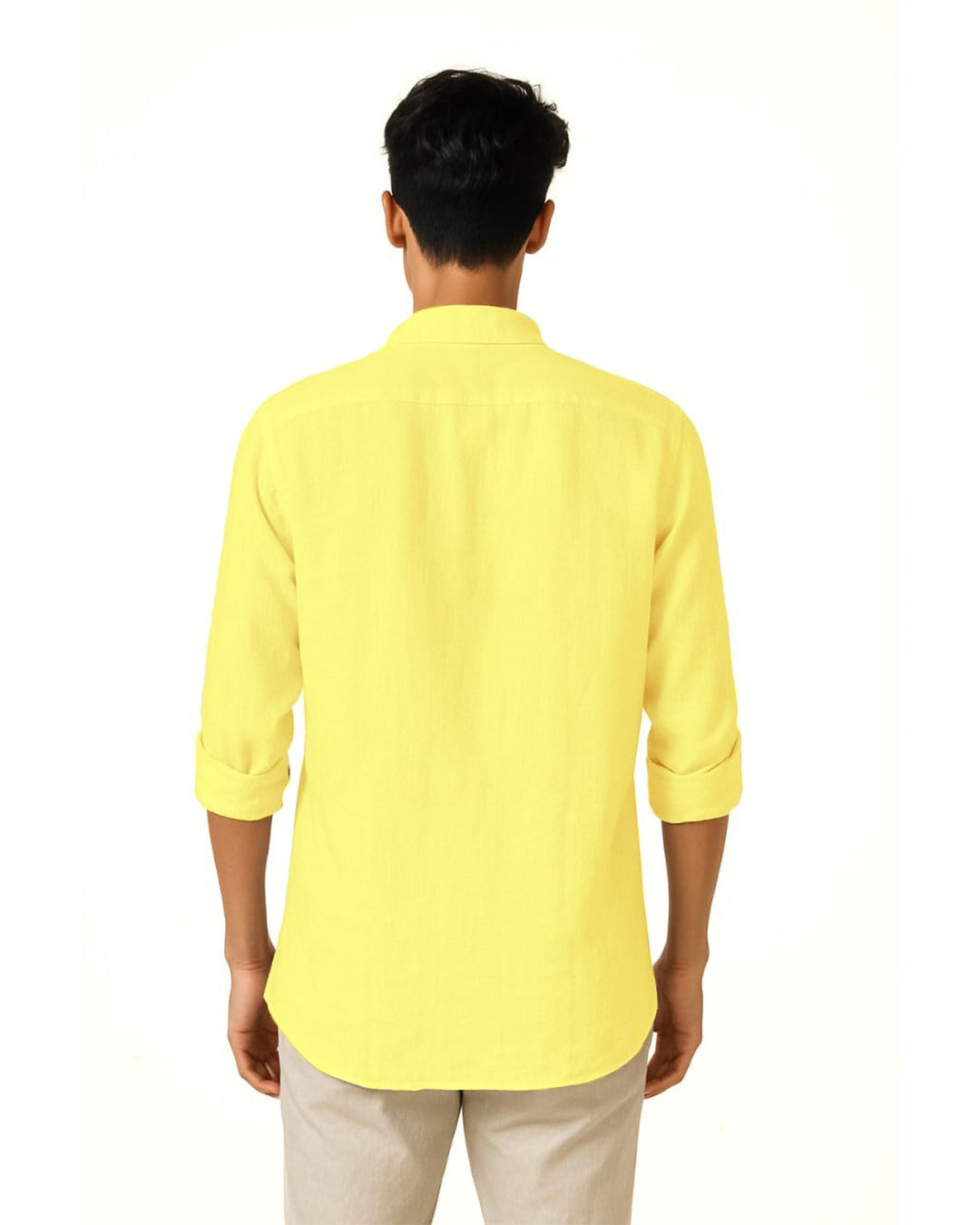 PURE LINEN CADMIUM YELLOW FULL SLEEVE SHIRT