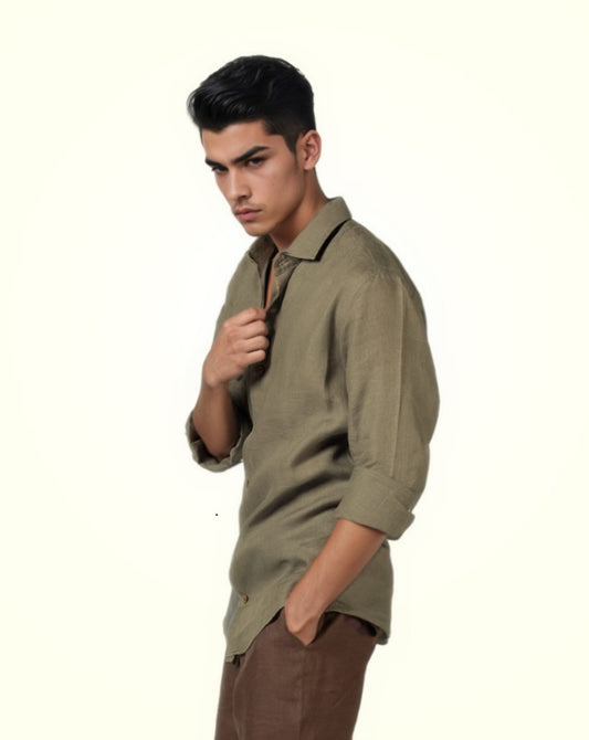 PURE LINEN LIGHT GREEN FULL SLEEVE SHIRT
