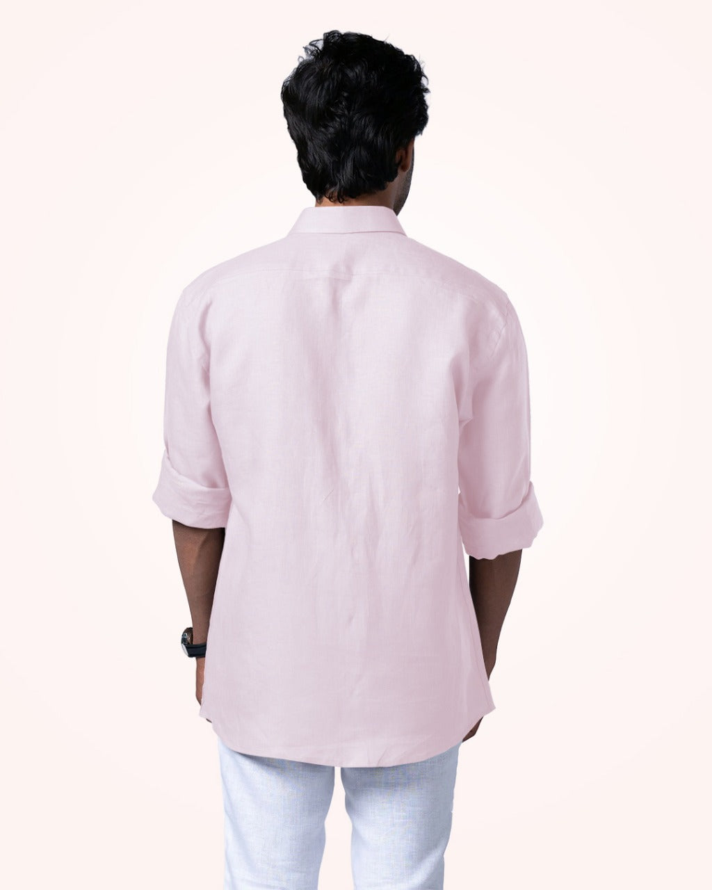 PURE LINEN LIGHT PINK FULL SLEEVE SHIRT